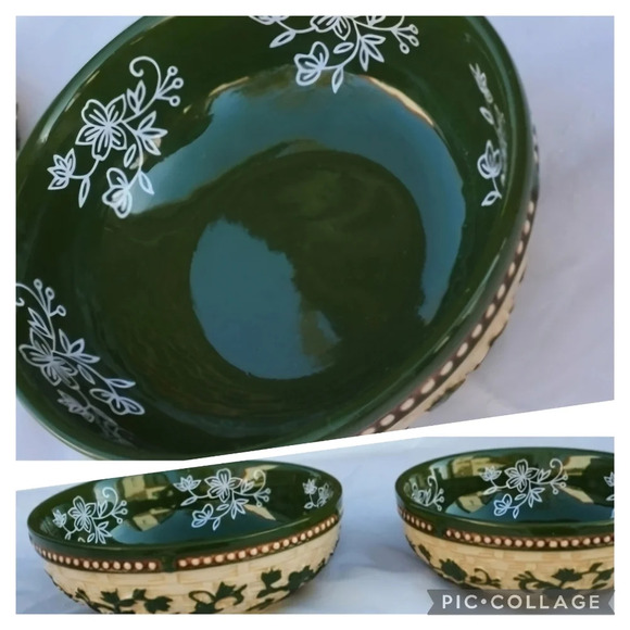 Temptations Green Floral‎ Lace bowls - Picture 1 of 1